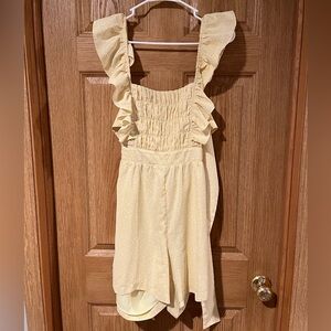 Pink Lily Yellow Ruffled Jumpsuit